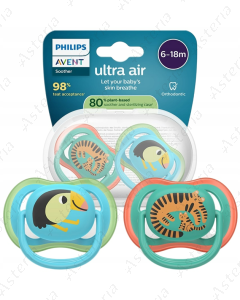 Ծծակ մանկական 6-18 ամս․ կանաչ, կապույտ նկարներով ֆիլիպս Ավենտ