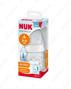 Nuk կերակրաշիշ ապակյա սիլիկոն M 0-6M+ վարդագույն 120մլ