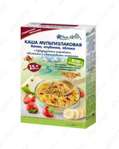 Fleur Alpine Organic շիլա առանց կաթ բազմահացահատկային բանան ելակ խնձոր 200գ