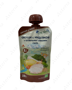 Fleur Alpine Organic խյուս պաուչ բանջարեղեն հնդկահավի միս և հատիկավորներ100գ