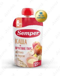 Semper մրգա-հացահատիկային պյուրե խնձոր- դեղձ շիլայով 120գ