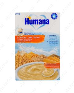ХуманаКаша молочная 5 злаков с печеньем 200г