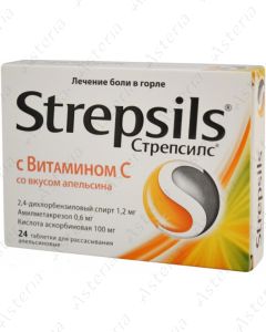 Стрепсилс таблетки для рассасывания Апельсин N24