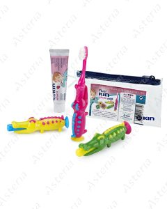 КИН Трэвел Детский дорожный набор Зубная щетка+Зубная паста, Крокодил 3759