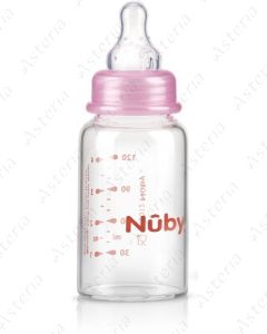Nuby feeding bottle glass with silicone nipple 0M+ 120ml