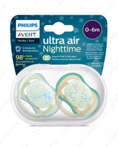 Avent pacifier 0-6M ultra air night blue green N2 376/18