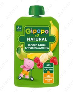 Gipopo pouch puree apple banana strawberry raspberry 90g
