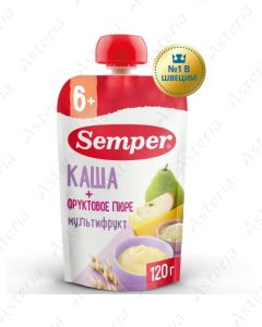 Semper puree pouch multigrain fruit 120g