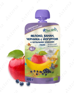 Флер Альпин Органик Пауч Яблоко Банан Черника с йогуртом120г