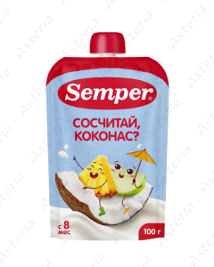 Пюре фруктовое Sempe яблоко, банаба, ананас, кокос 100г