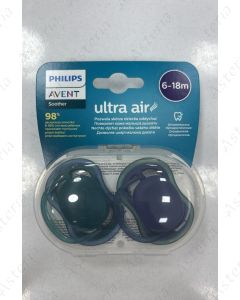 Соска Avent 6-18M ultra air ночной синий зеленый N2