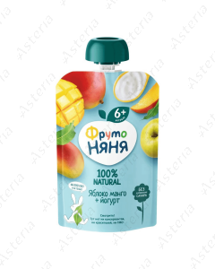Фруто Няня Пюре Яблоко, Манго,Йогурт, пауч 90г