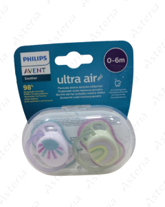 Соска Avent 0-6M ultra air зеленая фиолетовая N2