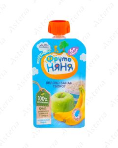 Фруто Няня Пюре Яблоко,Банан, Творог, пауч 90г