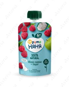 Фруто Няня Пюре Яблоко, Малина,Творог, пауч 90г