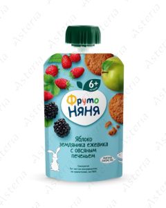 Фруто Няня Пюре Яблоко,Клубника,Ежевика, Овсяное печенье, пауч 90г