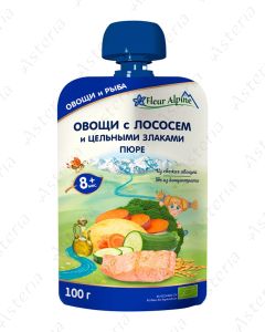 Пюре из овощей Fleur Alpine Organic с лососем и бобовыми 100г