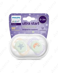 Соска Avent 0-2M Ultra Start Nighttime желтый фиолетовый N2 075/07