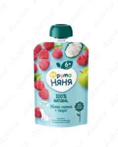 Фруто Няня Пюре Яблоко, Малина,Творог, пауч 90г