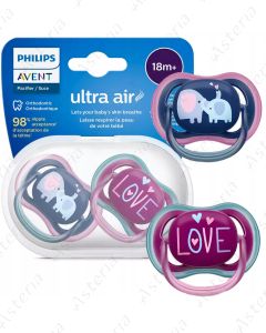 Соска Avent 18M+ ultra air зеленая фиолетовая N2