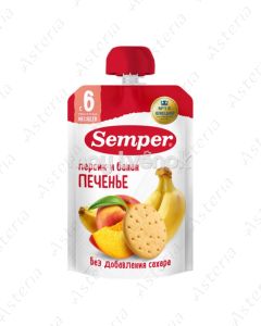 Фруктовое пюре Semper персиково-банановое с печеньем, 100 г