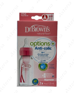 Бутылочка для кормления Dr. Brown Options+ антиколик розовая 120мл N2