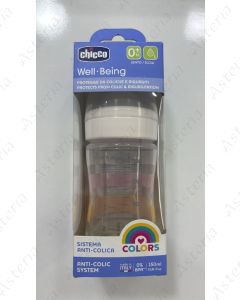 Бутылочка для кормления Chicco пластиковая Well-Being 0M+ цветная 150мл