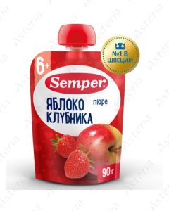 Фруктовое пюре Semper: яблоко, клубника, 90 г