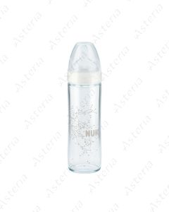 Nuk feeding bottle glass silicone M 0-6M+240ml