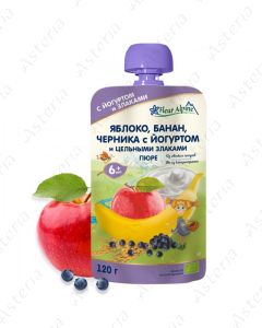 Fleur Alpine Organic puree pouch apple banana blueberry yogurt 120g