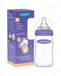 Lansinoh glass feeding bottle Biberon in vetro nipple S 1drop 160ml